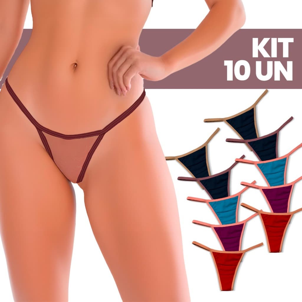 Calcinha Feminina Tanga Básica Dia A Dia Microfibra Com Forro De Algodão