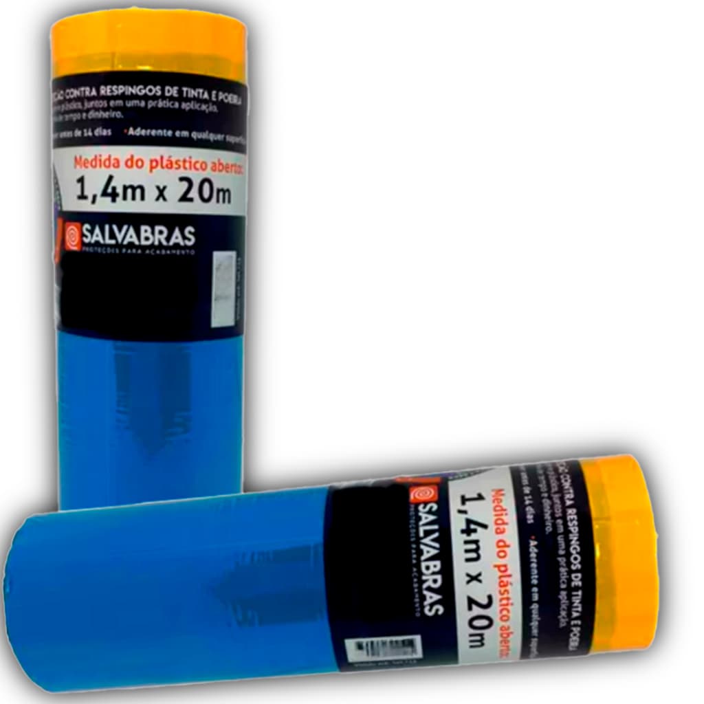 Kit com 2 Salva Pintura Salvabras 1,40m x 20m Filme de Proteção Eletrostático Contra Respingos