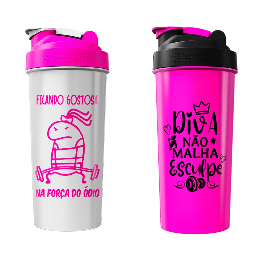 Kit 02 Coqueteleira Shaker Academia Diva Não Malha