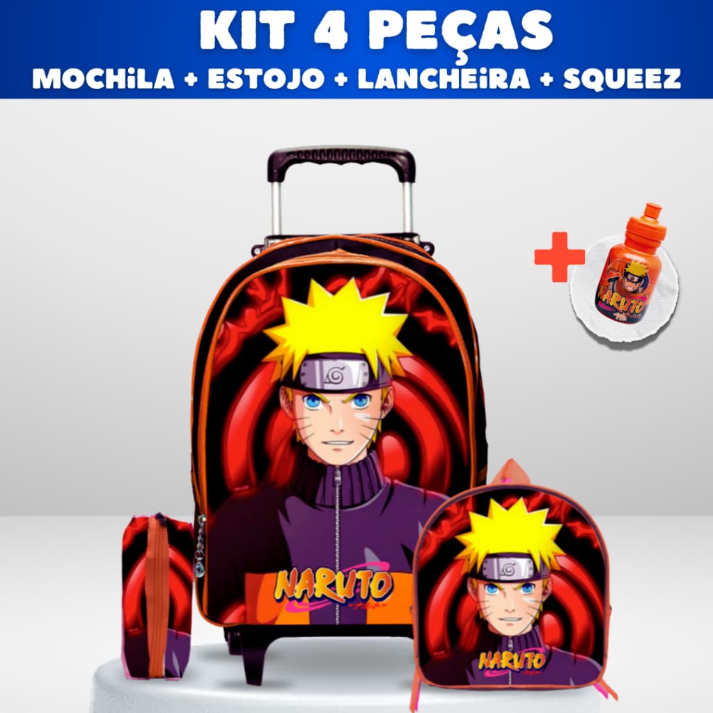 Mochila escolar Naruto com rodinha