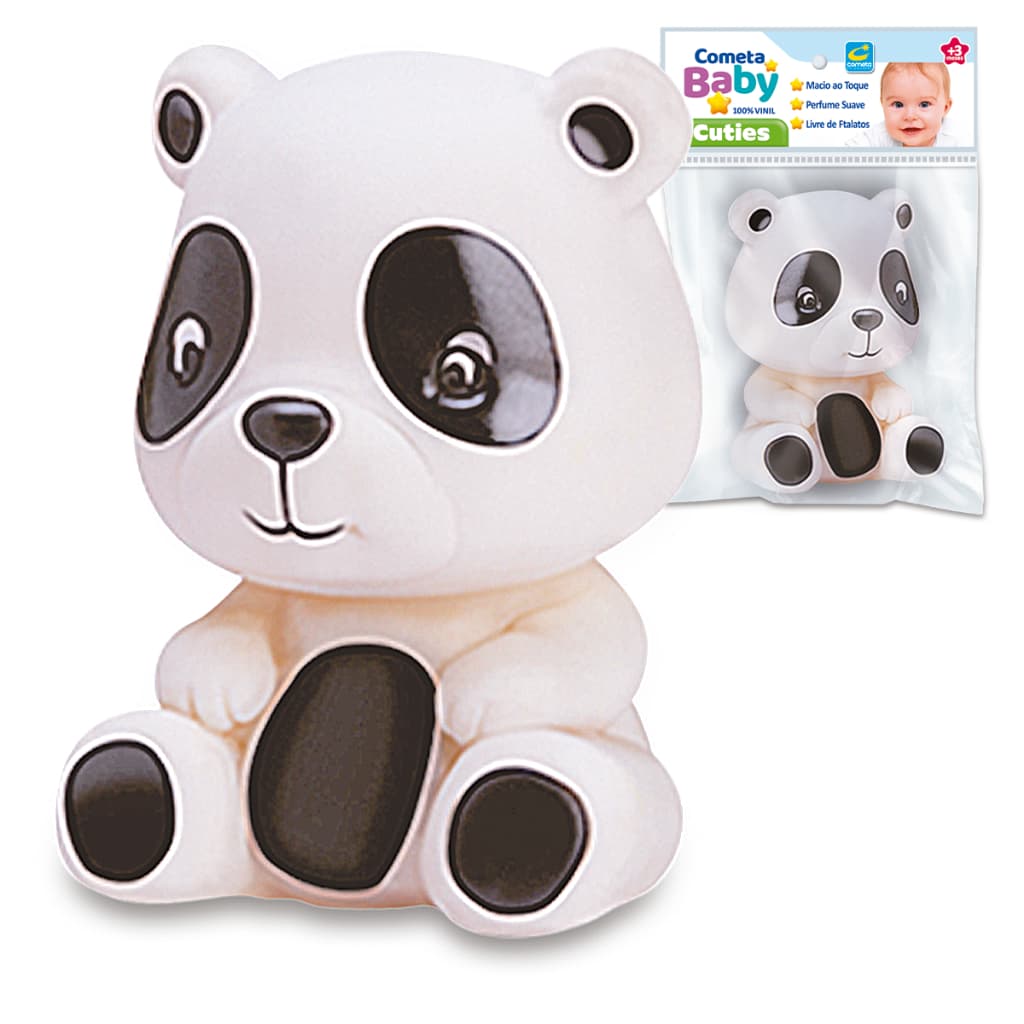 Brinquedo Mordedor Ursinho Panda Vinil Macio 12cm