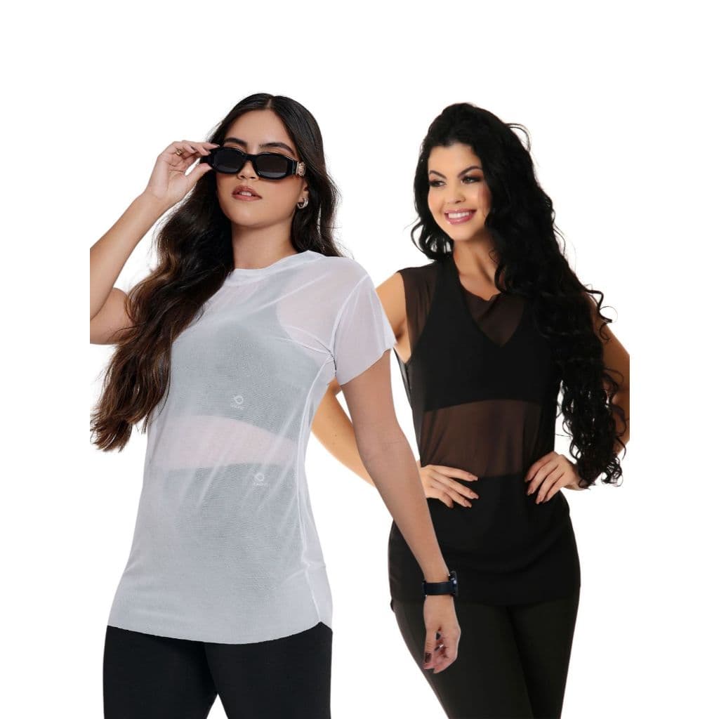 Kit 2 Blusas de Tule Academia Fitness 10736/11053
