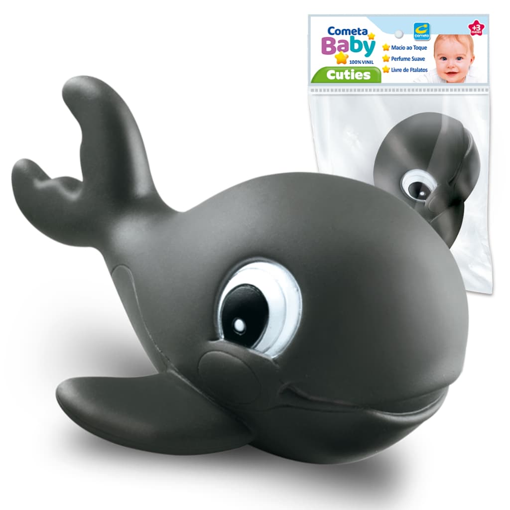 Brinquedo Mordedor Baleia Orca Vinil Macio 11cm