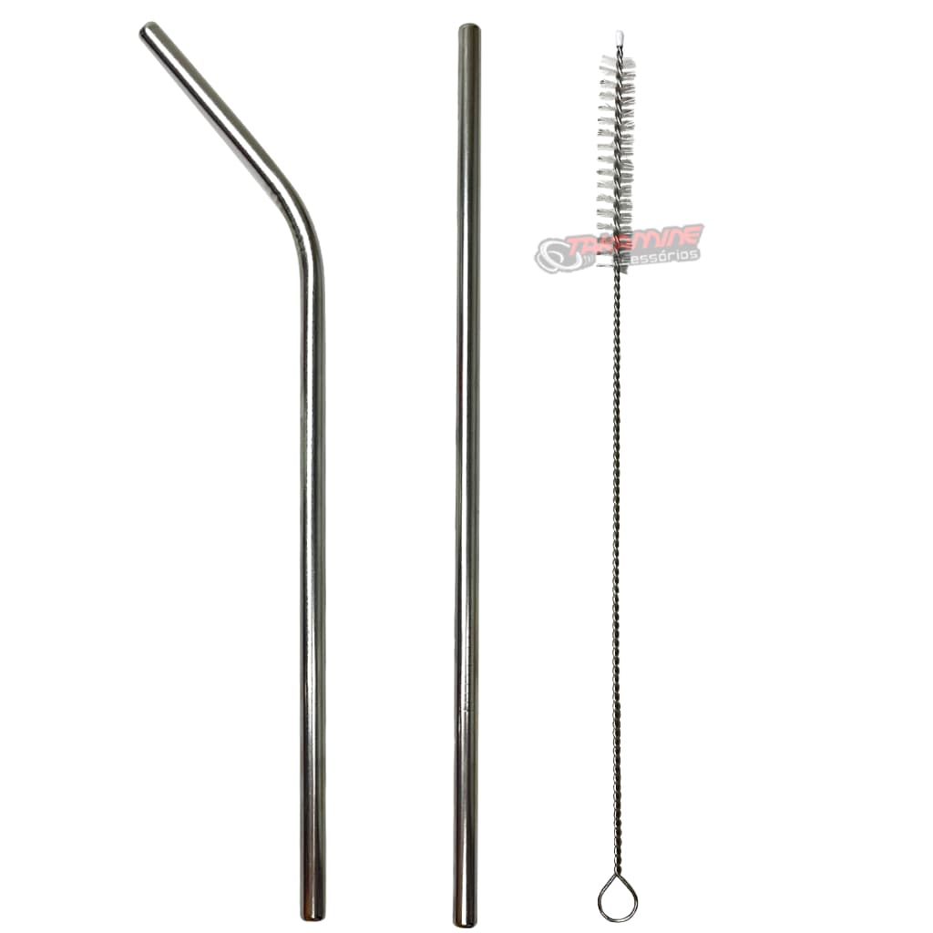 Kit 2 canudos de inox com escova de limpeza Reutilizável ecologico