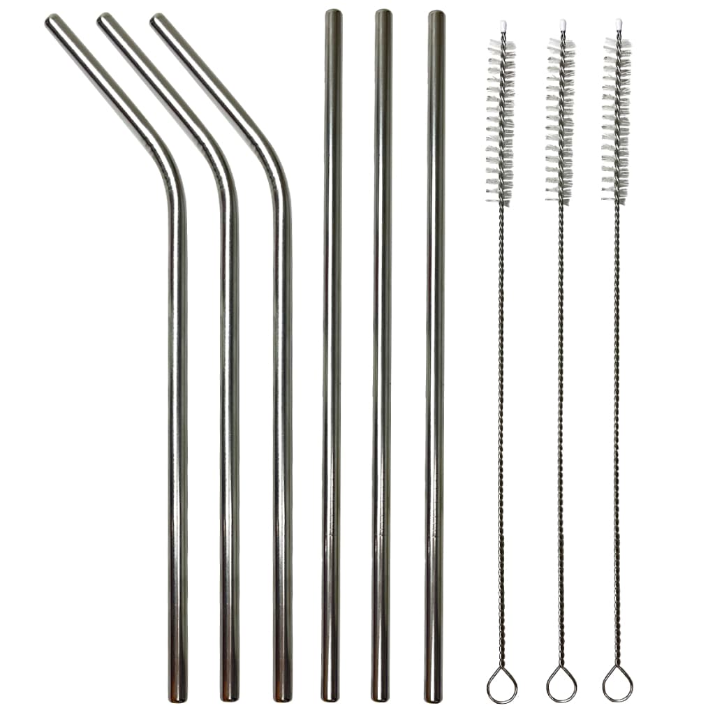 Kit 6 Canudos de Inox com escova de limpeza Reutilizável ecologico