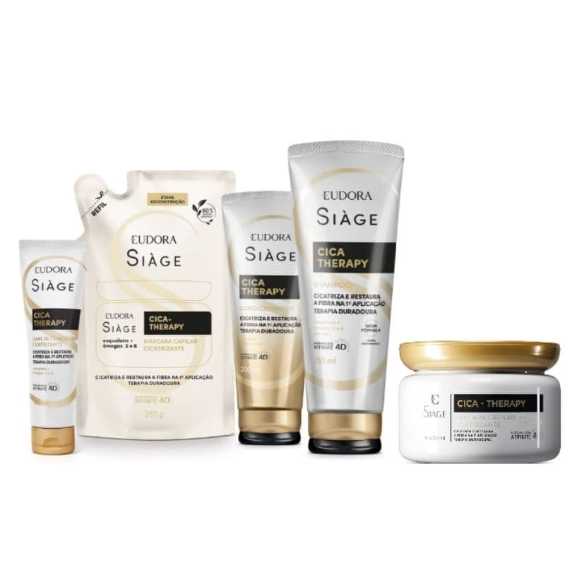 Siàge Cica-Therapy: Shampoo,Condicionador,Máscara,Refil da Máscara,Leave-in Eudora