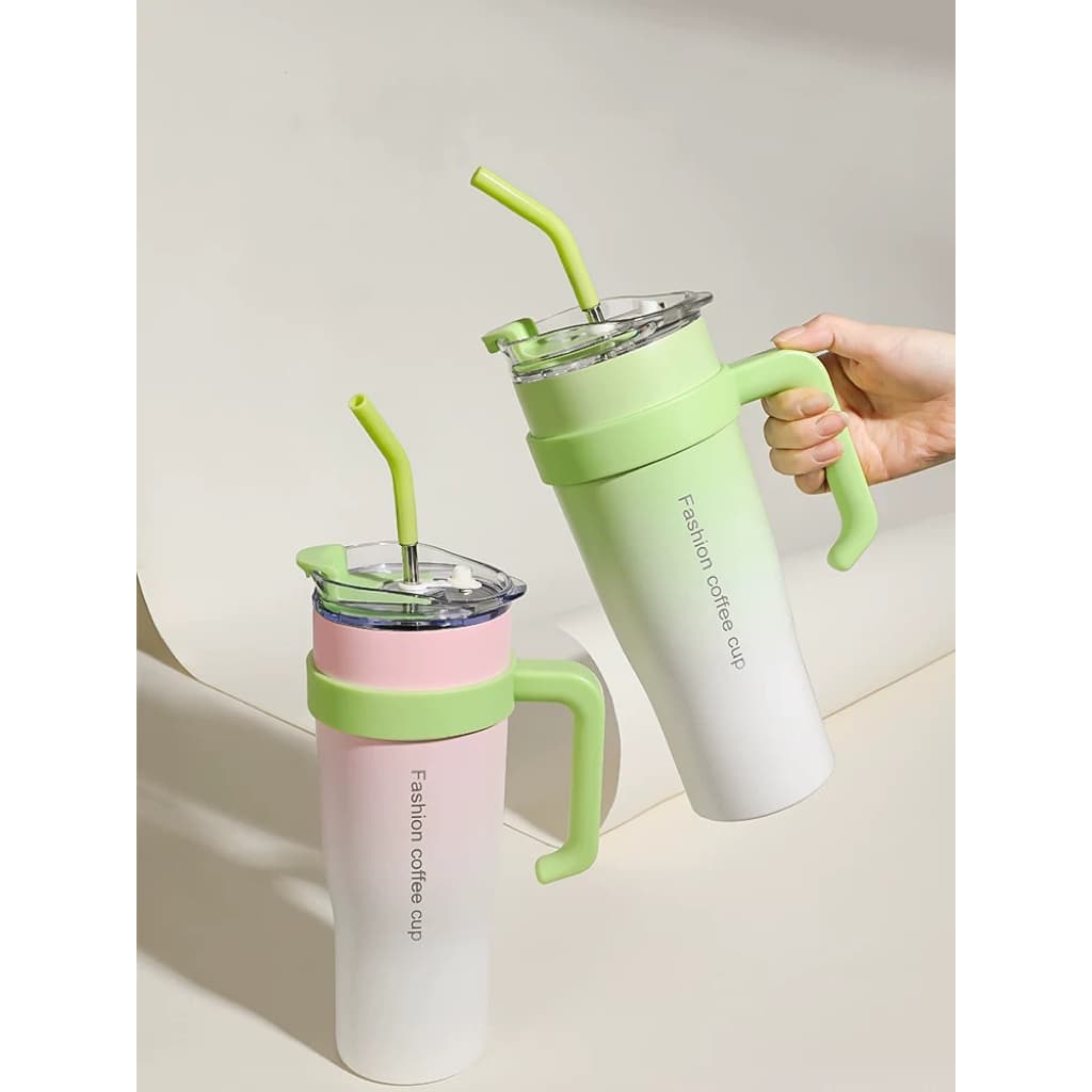 Copo Térmico inox 1200ml 1,2 Litros Com Alça E Canudo Copo Inoxidável  Sua Bebida O Copo Do Momento