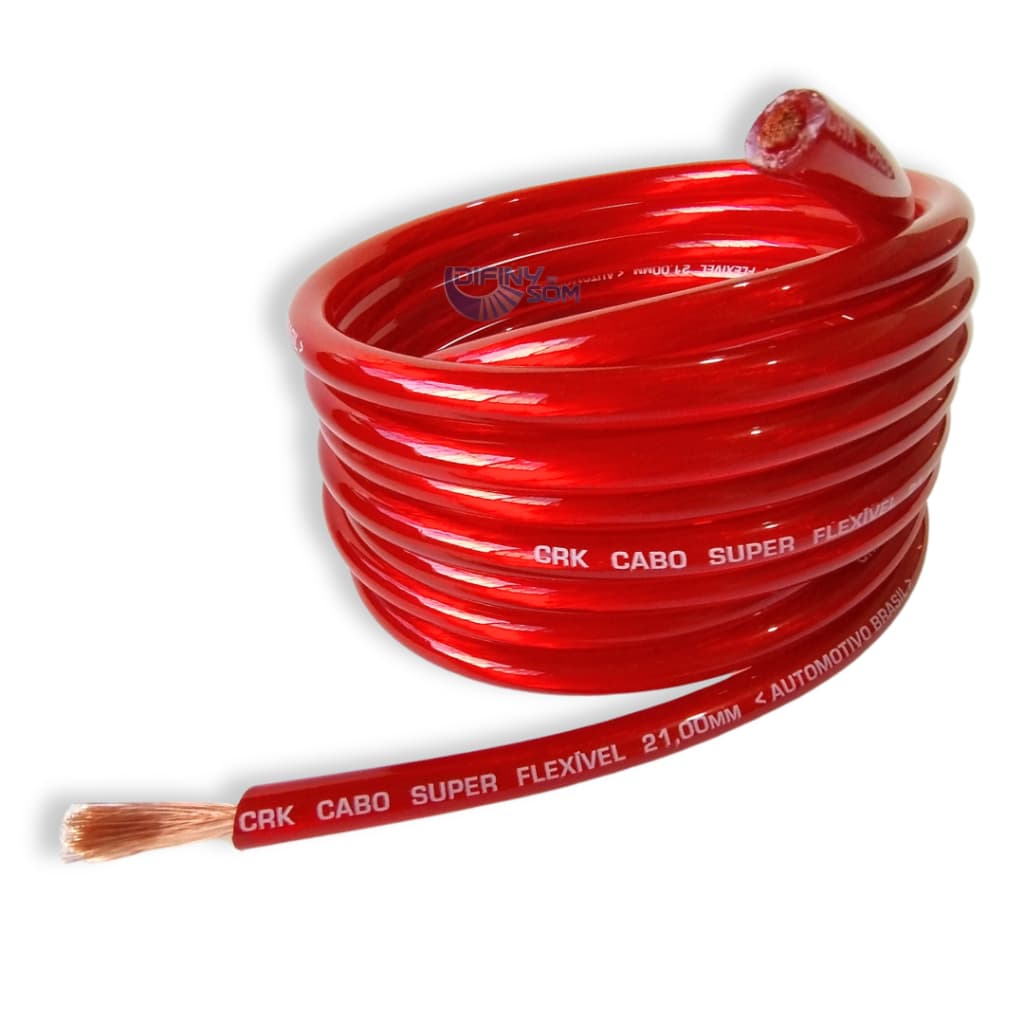 Cabo Fio Força De Bateria 21mm 6MTS Som Automotivo Rolo