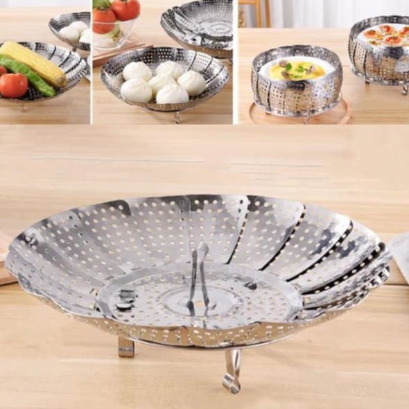 Cesto A Vapor Legumes Inox Panela Vaporeira Verduras Cozinha Dieta Comida Fitness
