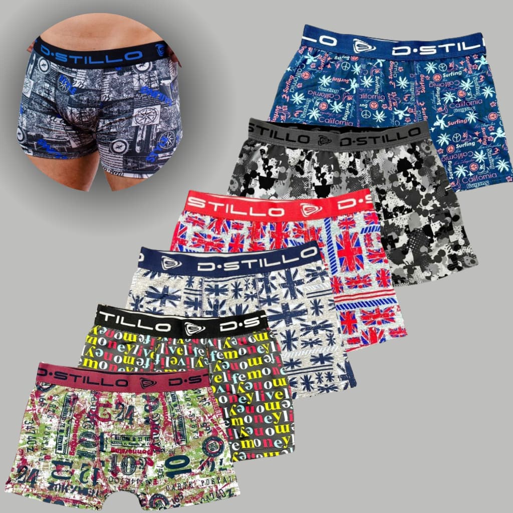 1 Cueca Boxer Microfibra Estampada D-Stillo Cós Exposto