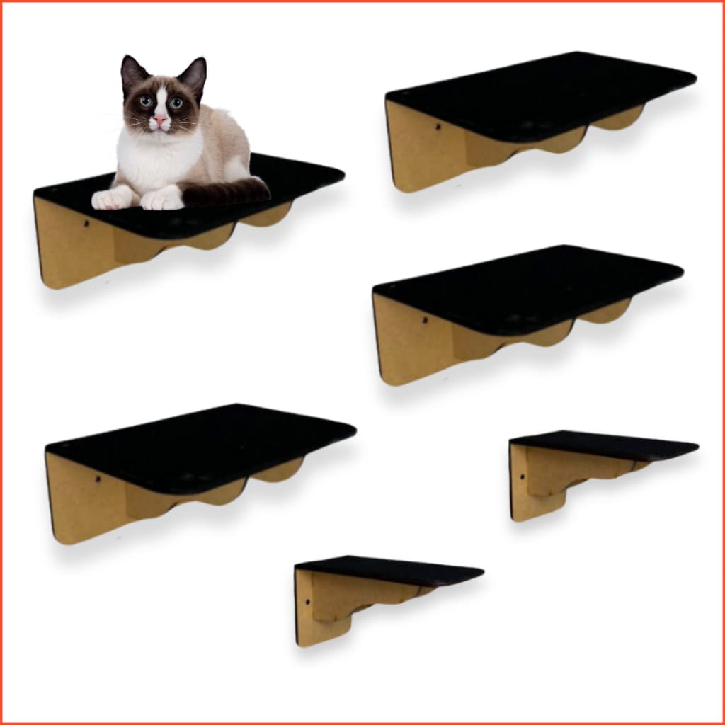 Kit Degrau Prateleira 6 Peças Mdf Para Gatos Pet