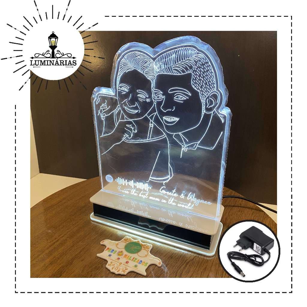 Luminária Led com sua Foto Desenhada -spotify - Personalizada - presentei