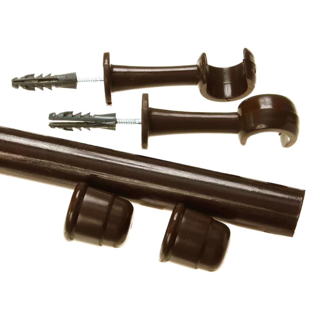 Kit 2 Suporte para Varão Cortina com Ponteira 19mm Imbuia