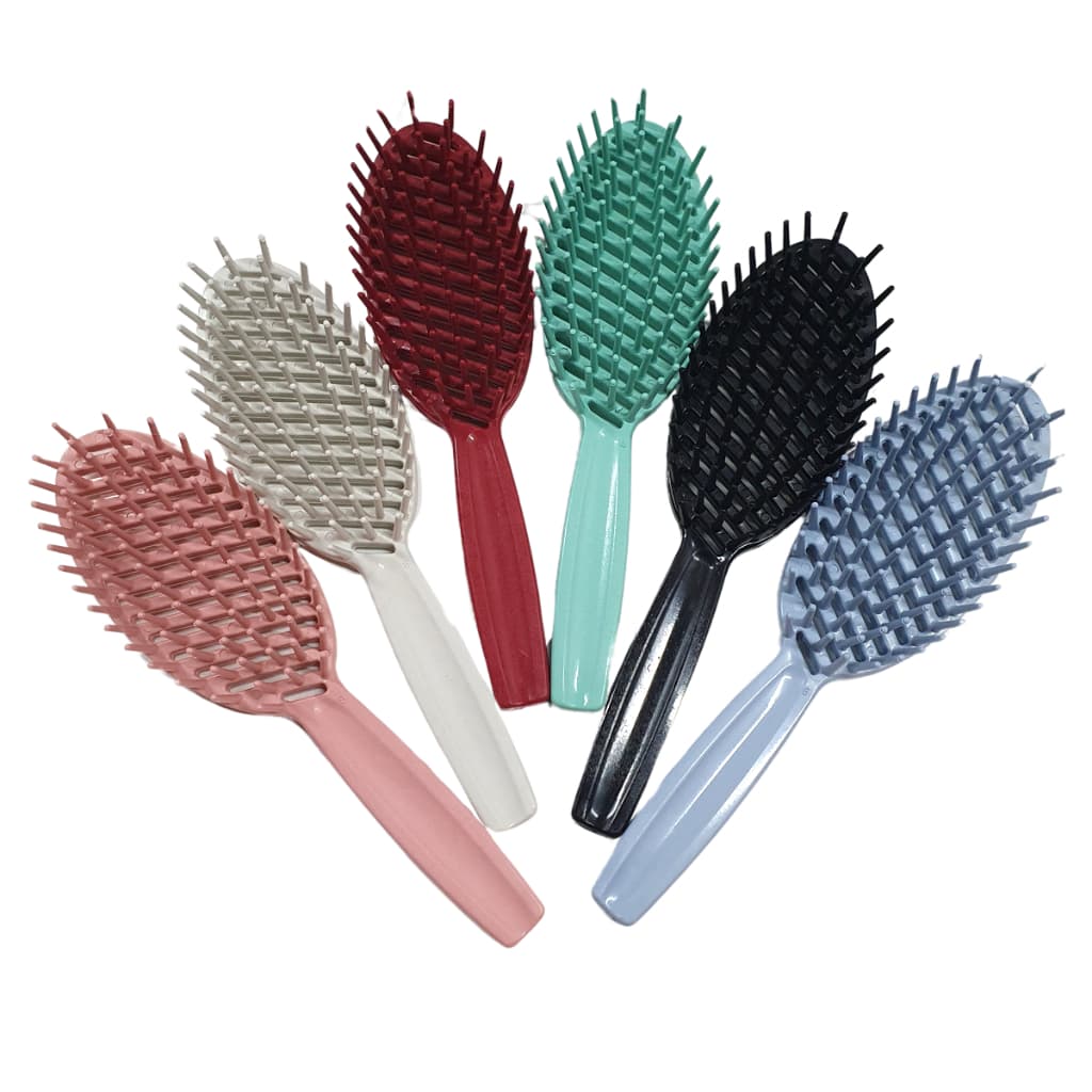 Conjunto Escovas Ovais de Cabelo com Cabo Kit 12 unidades Cor Aleatória