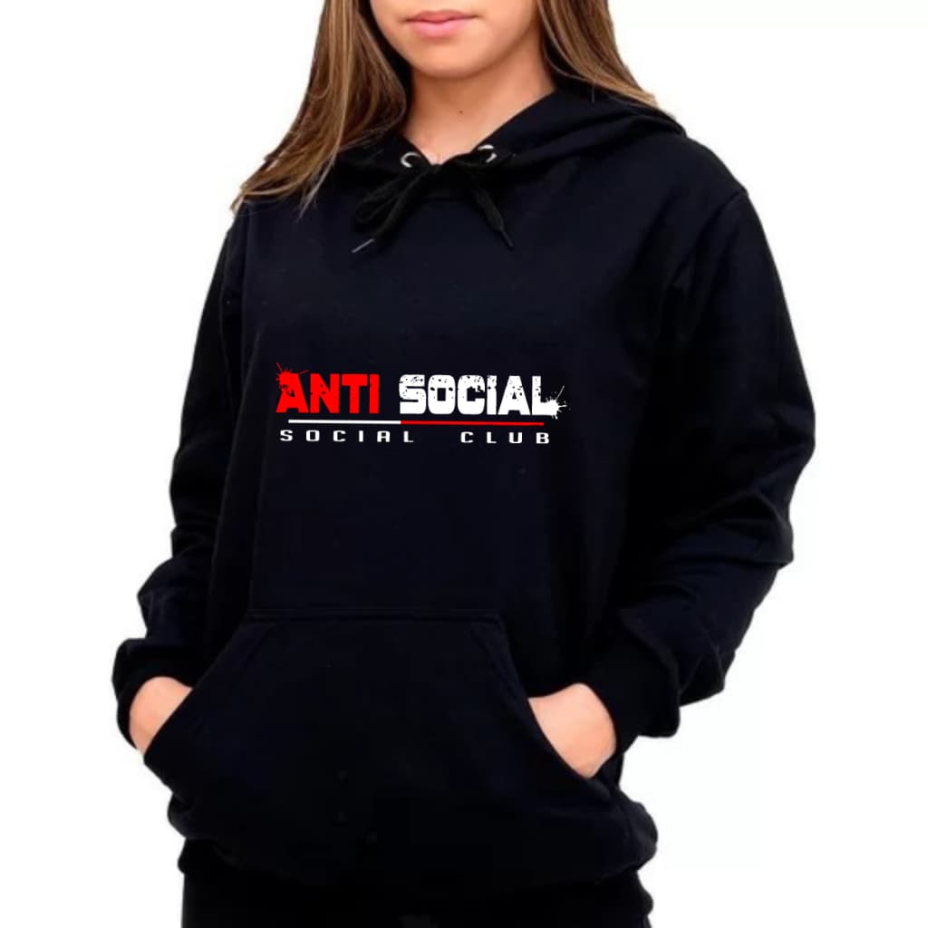 Moletom Feminino Anti Social club Jaqueta Canguru Com Bolso Entrega Rápida