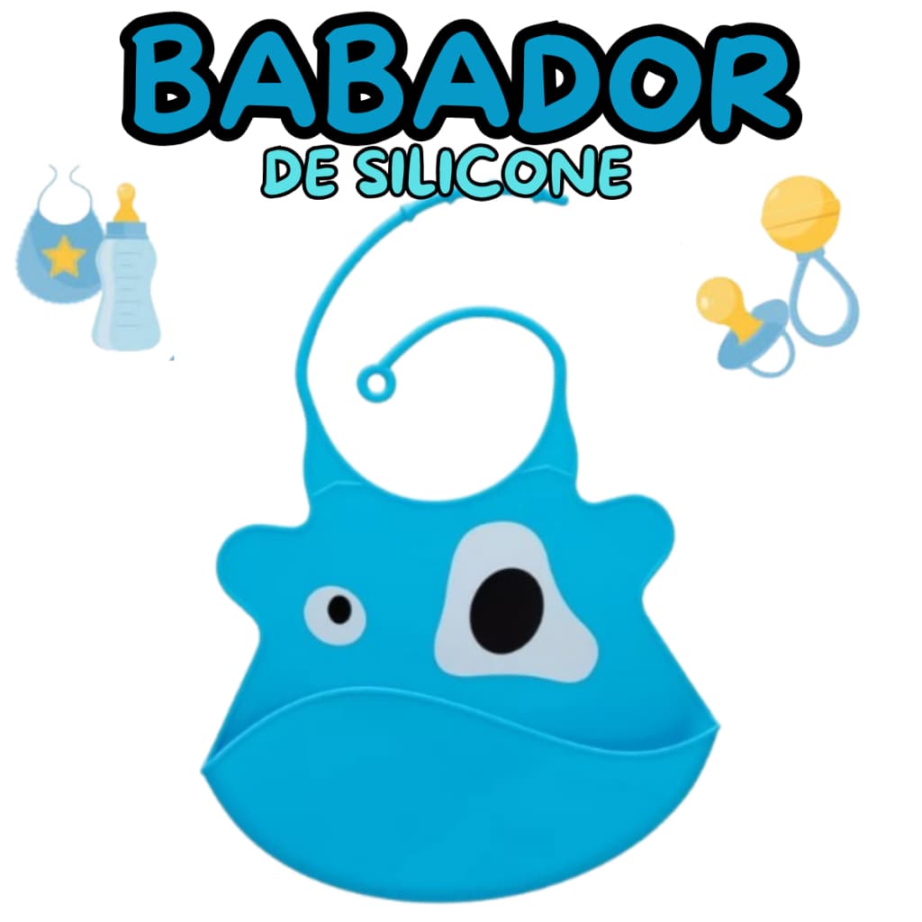 Babador Infantil De Silicone Bebê Impermeável COM BOLSO PAPA MIGALHAS ALIMENTAÇÃO MAIS LIMPA 35CM