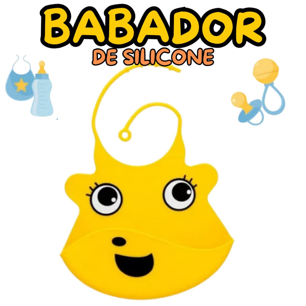 BABADOR DE SILICONE COM BOLSO CATA MIGALHAS IMPERMEÁVEL BEBE INFANTIL ALIMENTAÇÃO MAIS LIMPA 35CM
