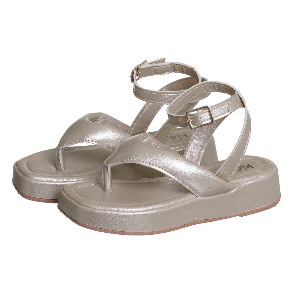 Sandália Flat Dourada Infantil Feminina Plataforma Kidstep