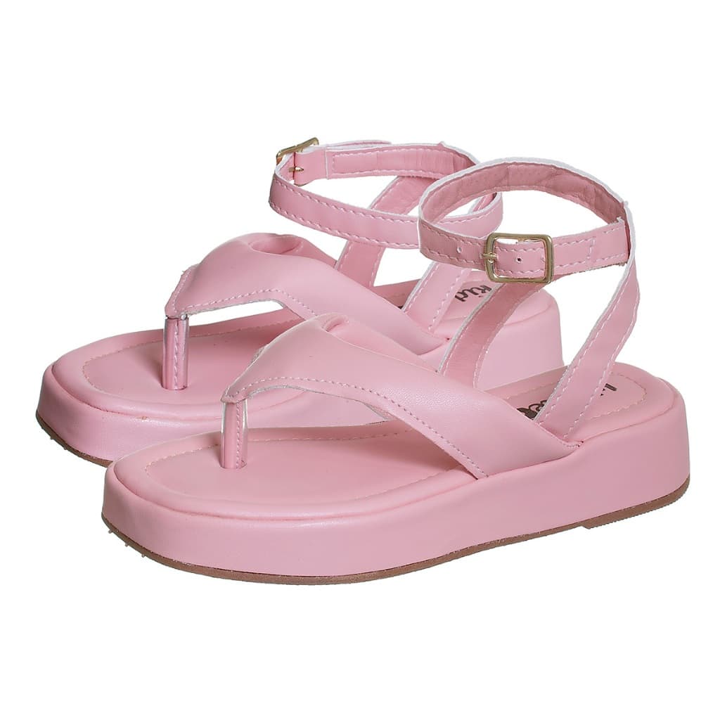 Sandália Flat Rosa Infantil Feminina Plataforma Kidstep