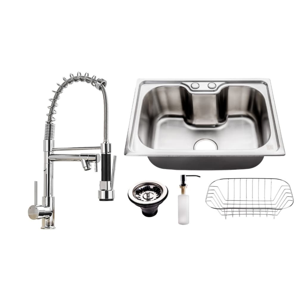 Cuba Pia Cozinha Gourmet Aço Inox 304 50x40 Com Acessórios e Torneira Gourmet Monocomando Cromada Luxo com Spray