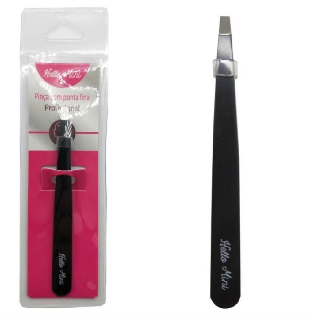 Pinça para Sobrancelha Ponta Reta Profissional Hello Mini
