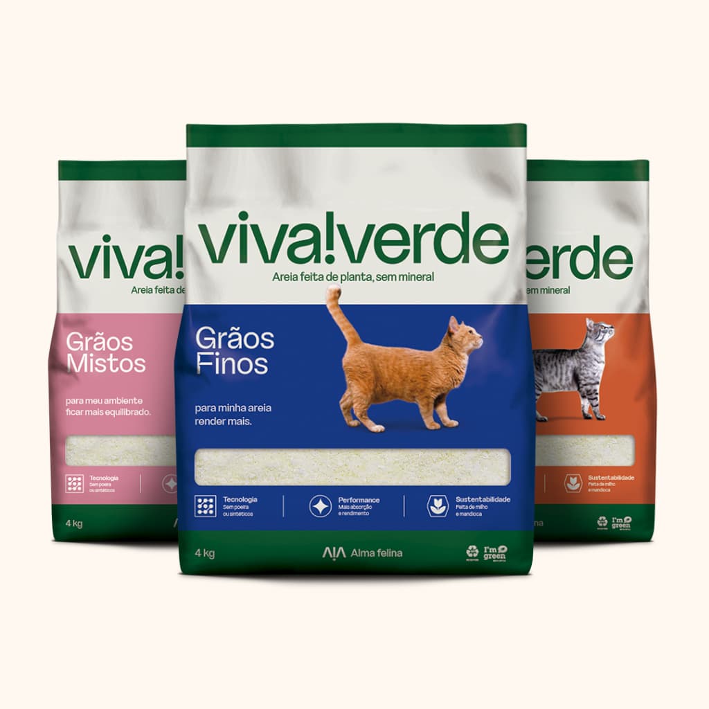 Areia Higiênica Viva Verde Grãos Finos, Misto, Grossos para Gatos - 10kg