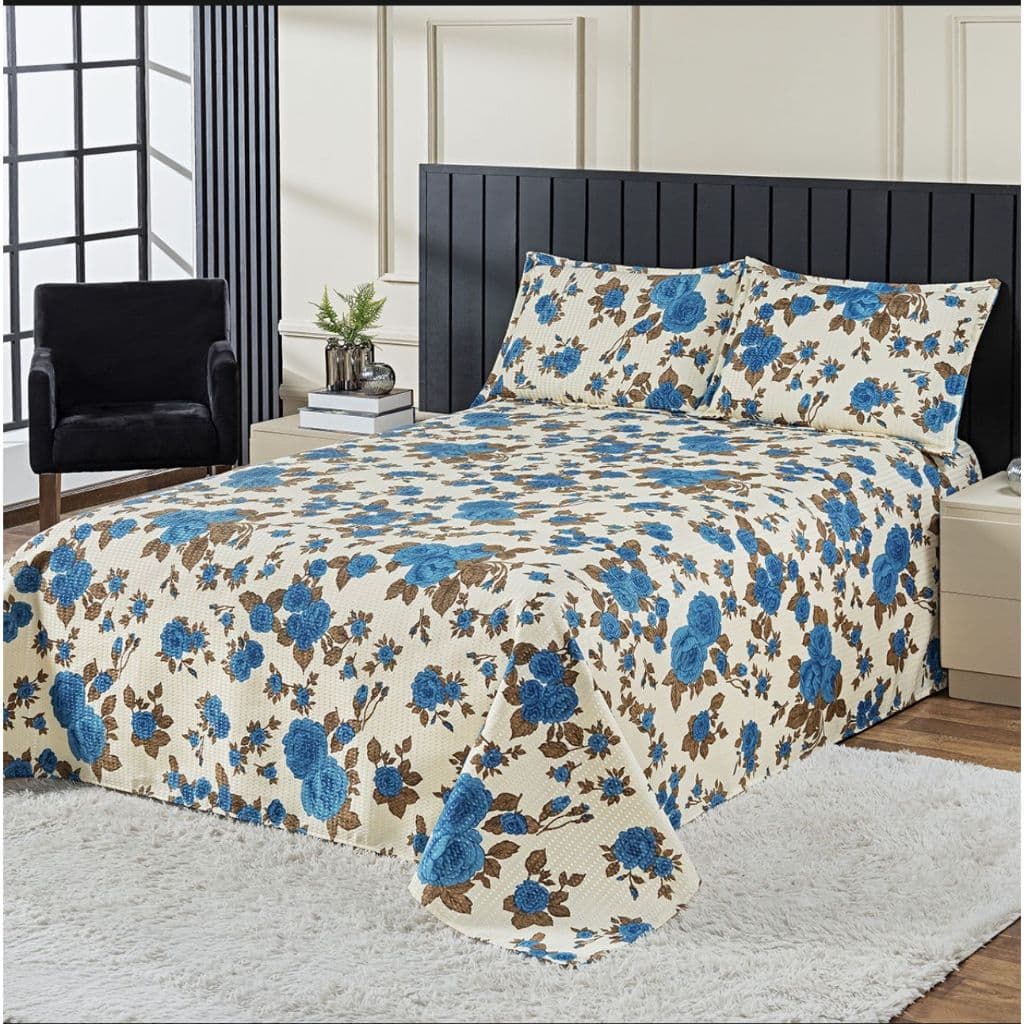 Cobre Leito Casal Queen Piquet Algodão 3 Peças - Promoção