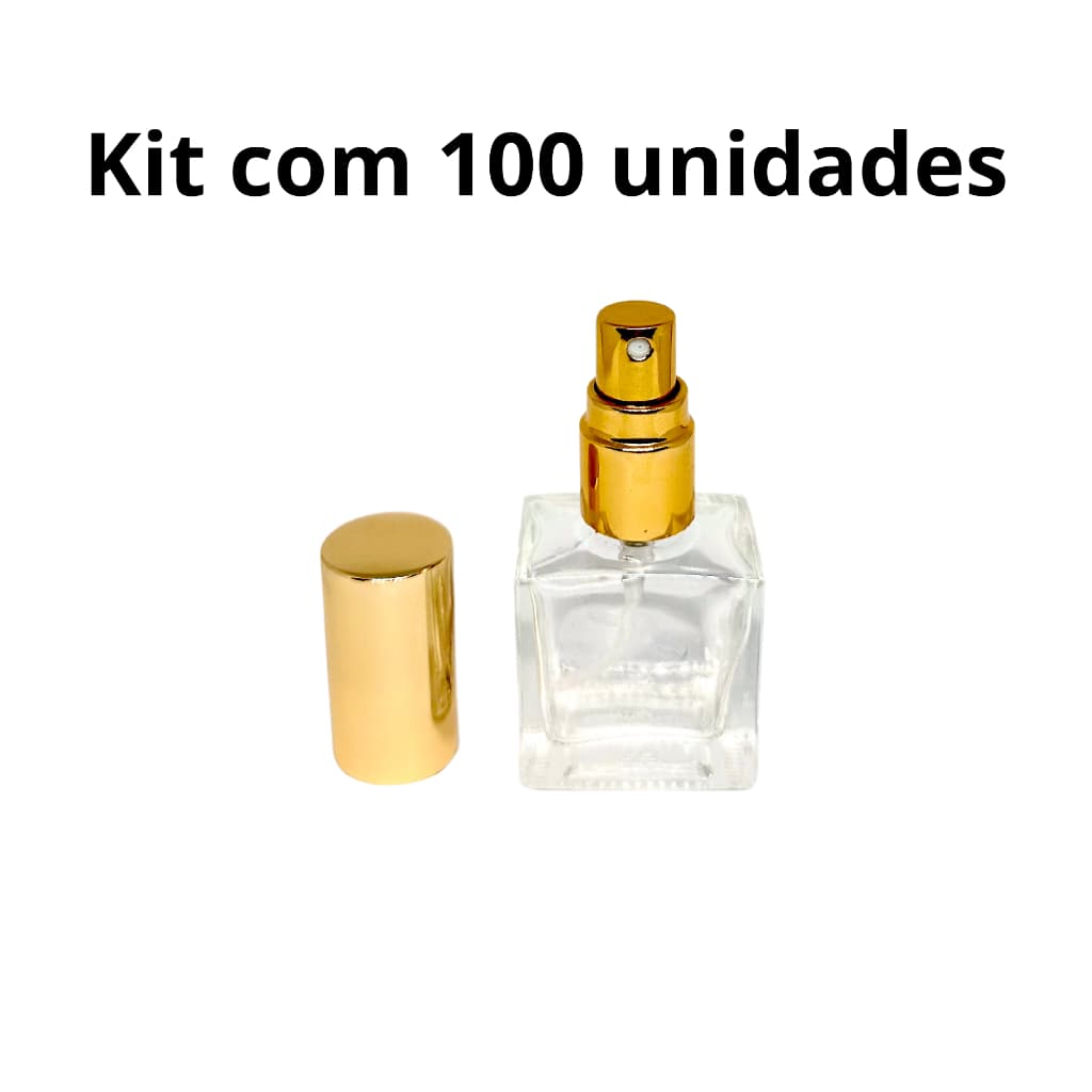 100 frascos de vidro 10ml com borrifador dourado