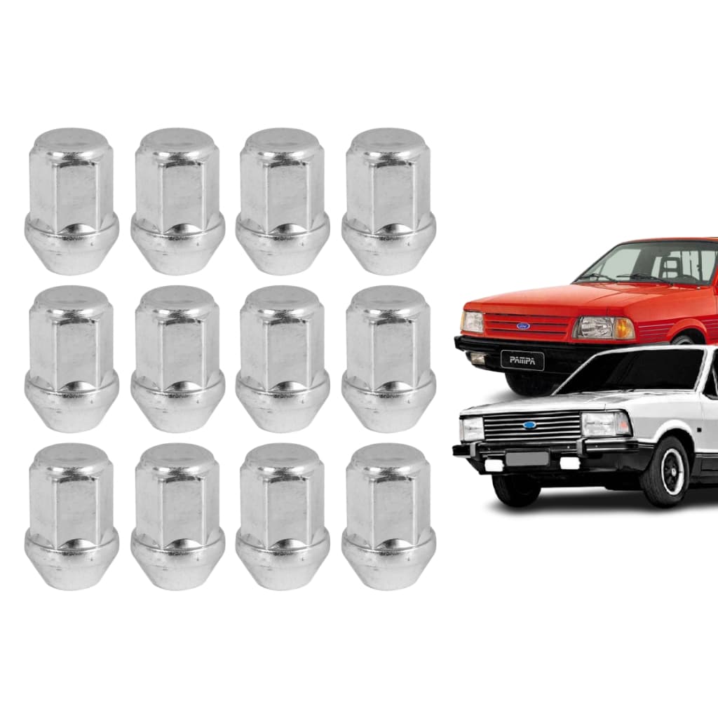 Jogo 12 Porcas Cromadas Roda Ford Corcel Belina Pampa Del Rey