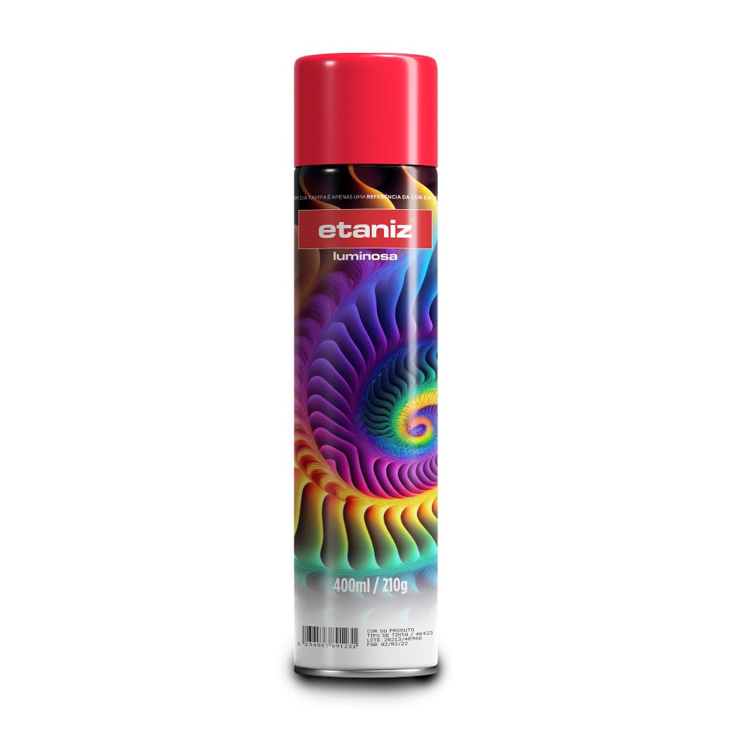 Tinta spray Neon luminosa vermelho extrema fixação 400ml