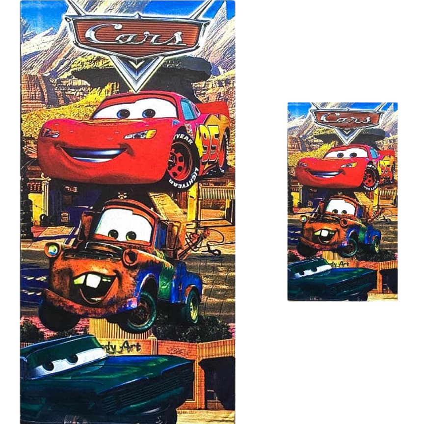 Toalha de Banho Infantil Mcqueen Carros - Kit Toalha de Banho + 1 Toalha de Rosto