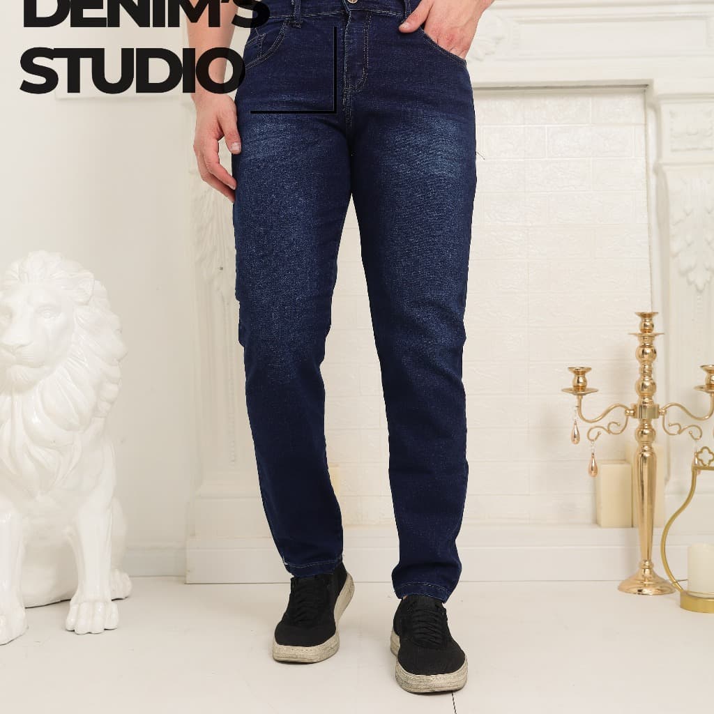 Calça Skinny Com Laicra Jeans Preto Escuro Masculina