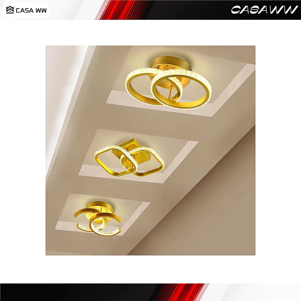 Luminária Plafon Alumínio Dourado Com Led 3200K