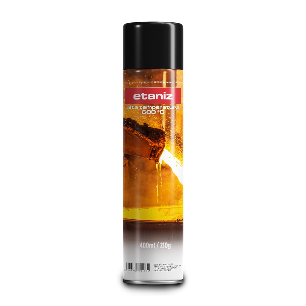 Tinta Spray Preto Alta Temperatura 600° 400ml