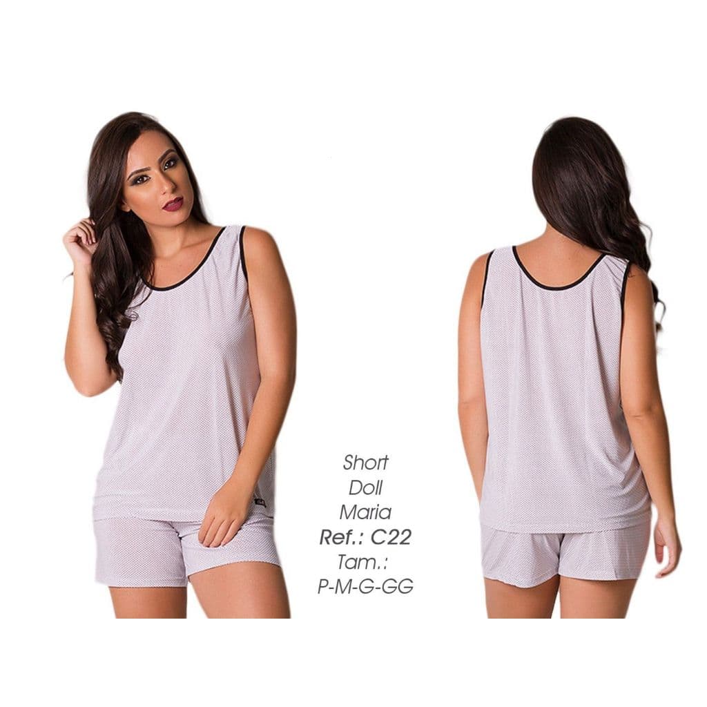 Kit com  2 Baby Doll MARIA de Liganete Estampado - Conjunto Para Dormir Feminino