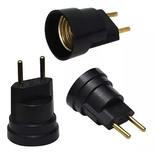 Kit 3 Soquete Bocal E27 Tomada Soquete Adaptador Pino Macho Porta Lâmpada