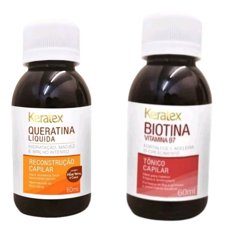 Queratina Liquida 60ml +Tonico Capilar Keratex 60 ml Biotina