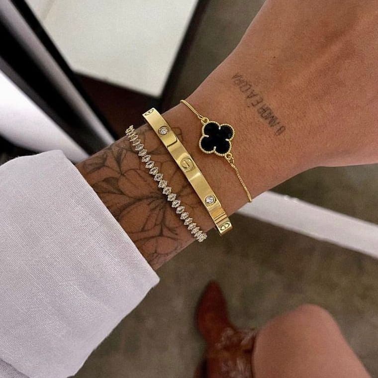 Pulseira trevo virginia a prata925 e ouro18k