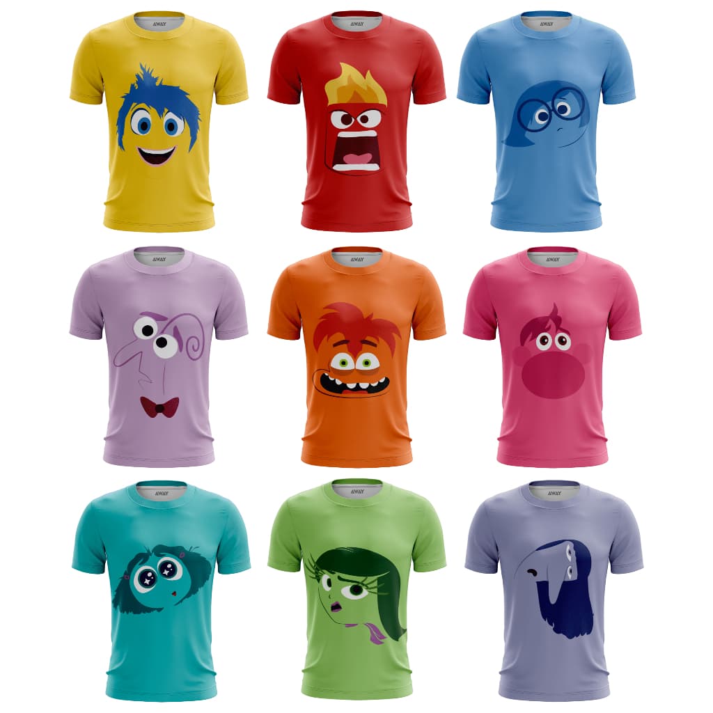 Camisa Camiseta Personagens Divertidamente Dryfit com proteção Uv
