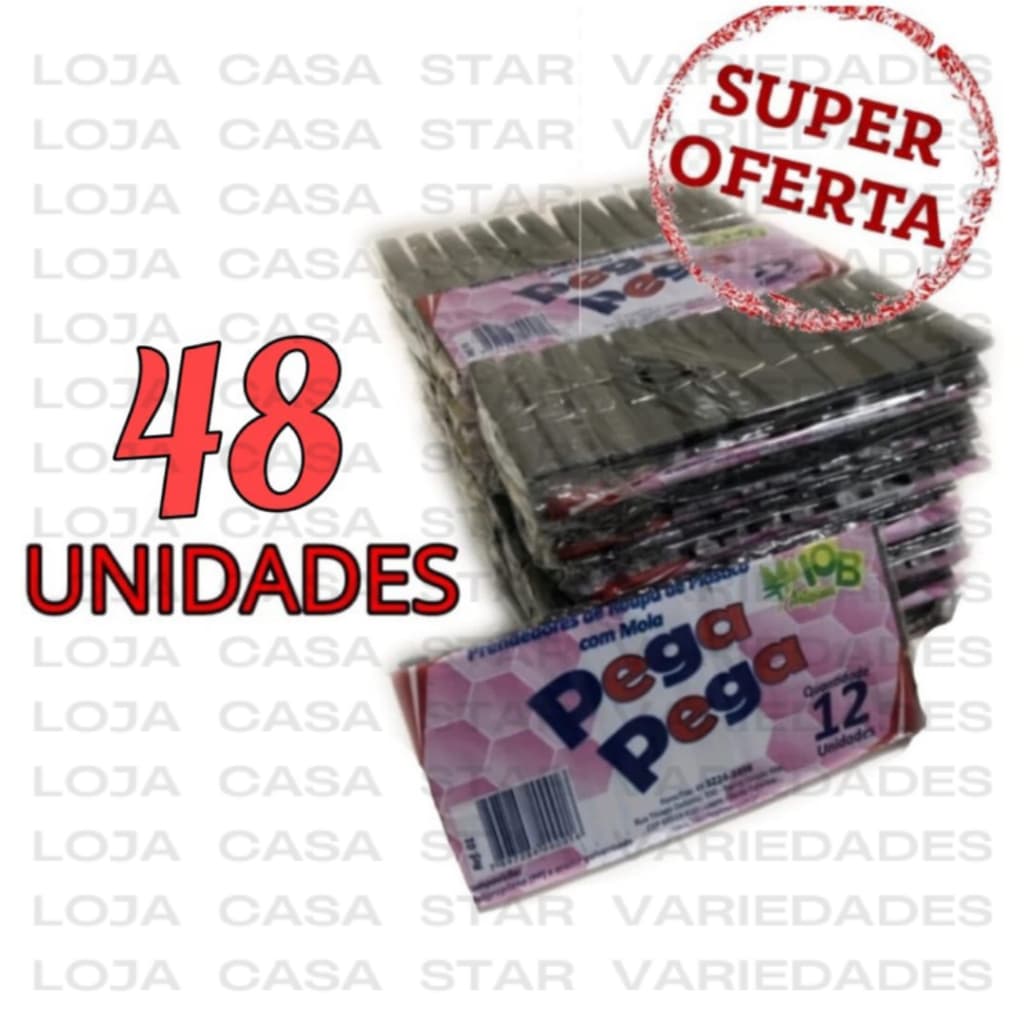 KIT 48 prendedor pregador plástico de roupa super resistente