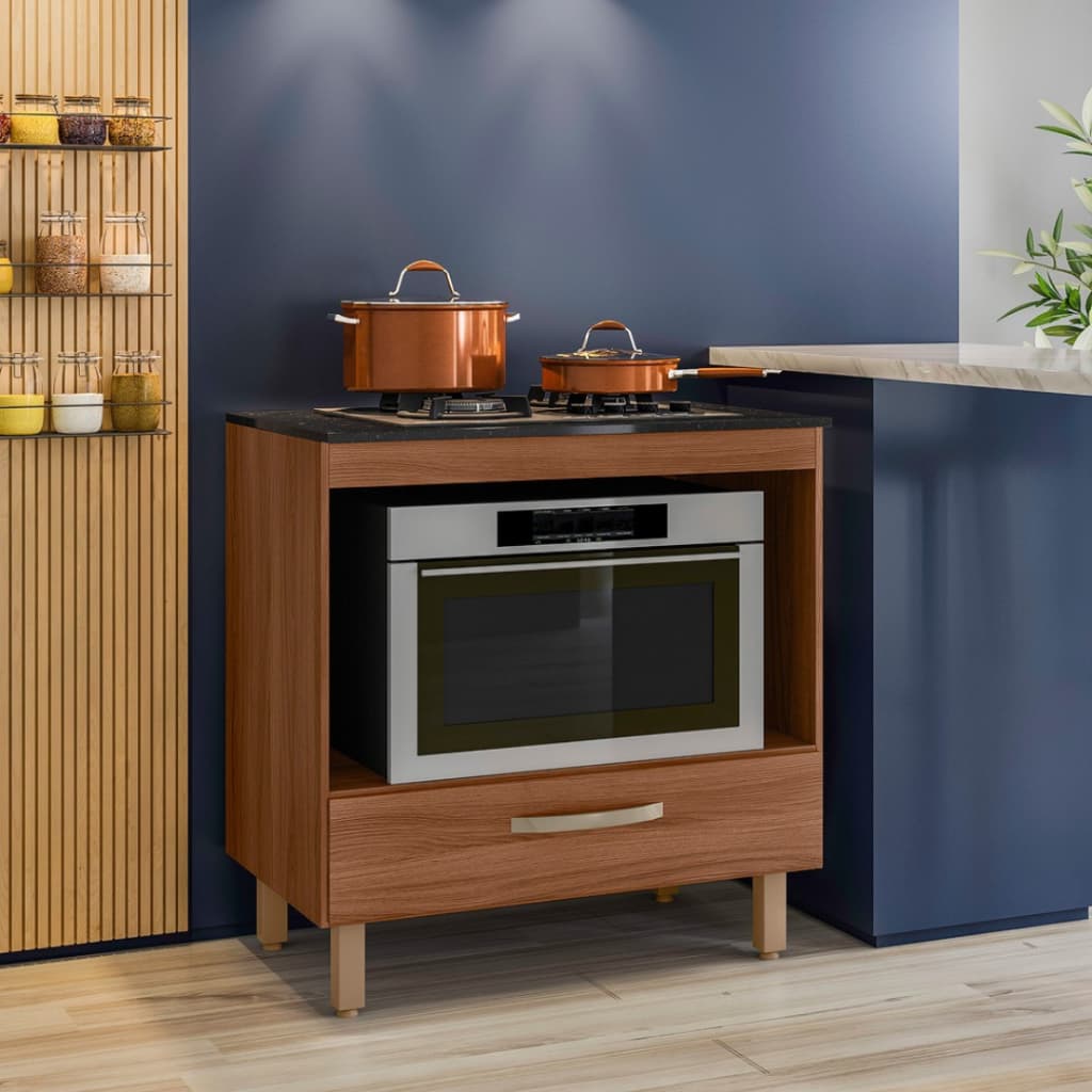 Balcão Cozinha Para Cooktop 4 E 5 Bocas Espaço Forno 80cm Ipê Nicioli