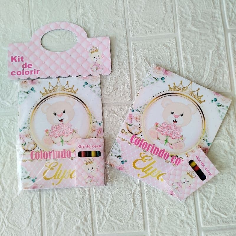 Kit Livrinho de Colorir Personalizado Lembrancinha Ursinha Princesa