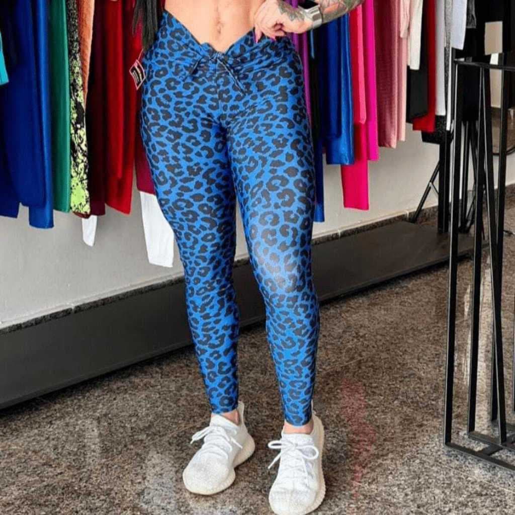Legging com cordinha estampada efeito cintura fina