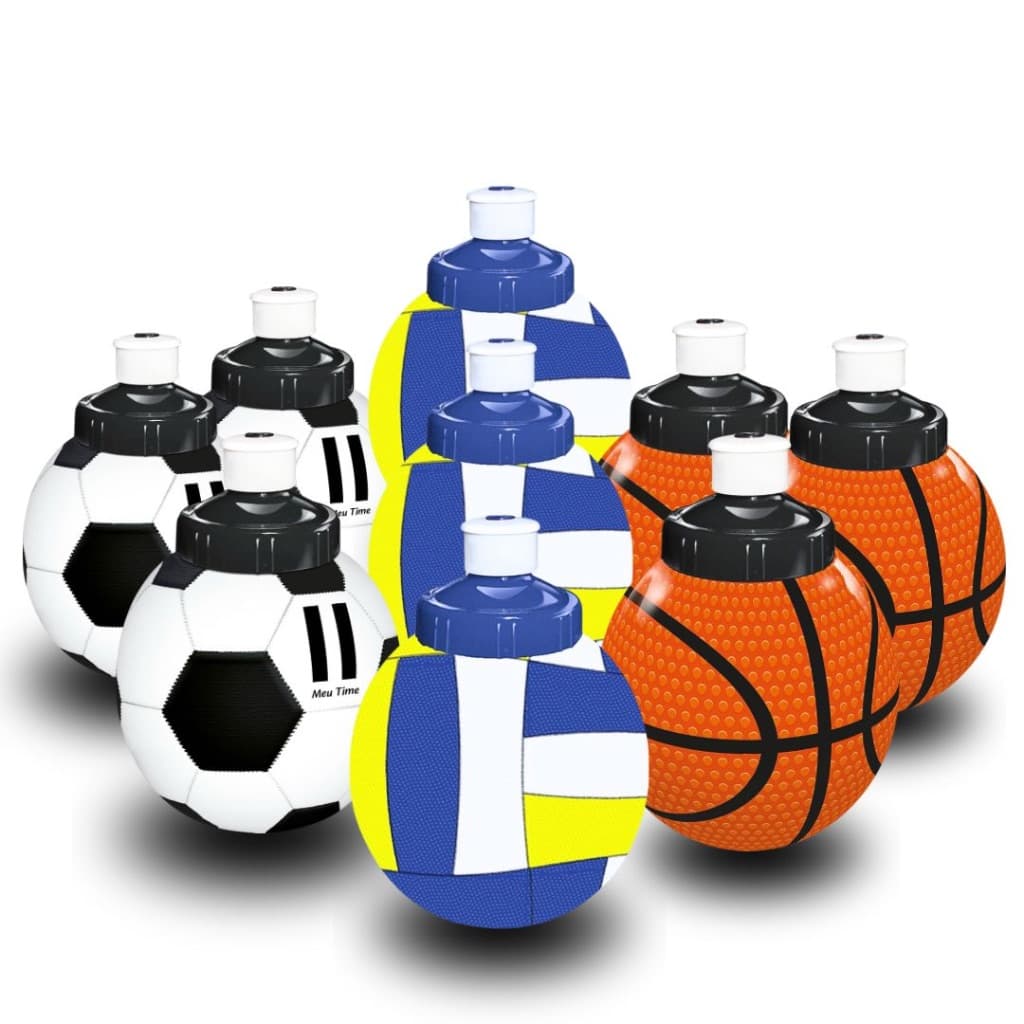 Kit 15 Squeezes Formato Bola de Futebol Volei Basquete 300ml Festas Lembrancinhas