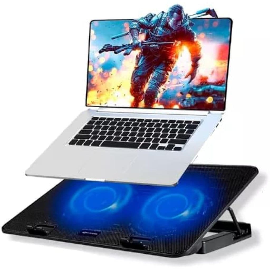 Base Refrigerada Para Notebook 2 Cooler Fina Inclinável USB Com Led Azul Base Para Notebook Vertical