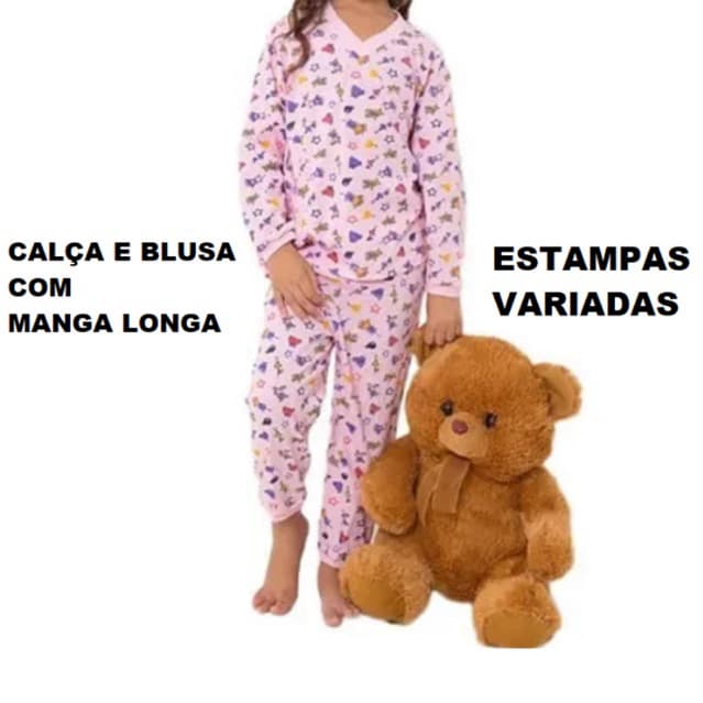 2 Pijamas Infantil Manga Longa Menina Feminino