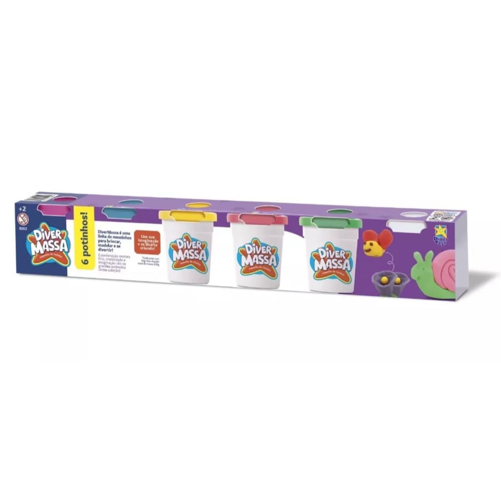 Kit Massinha De Modelar Diver Massa Divertoys 6 Potes R.8063 Cor Colorido