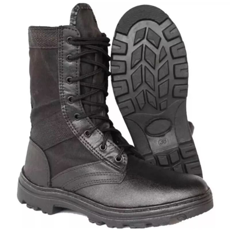 Bota Coturno Masculina Militar Tática Couro Reforçado Solado Costurado Resistente Impermeável Super Leve Zíper Regulável