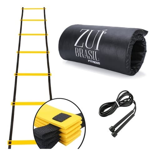Kit Funcional Academia – Colchonete Profissional + Corda de Pular + Escada de Agilidade