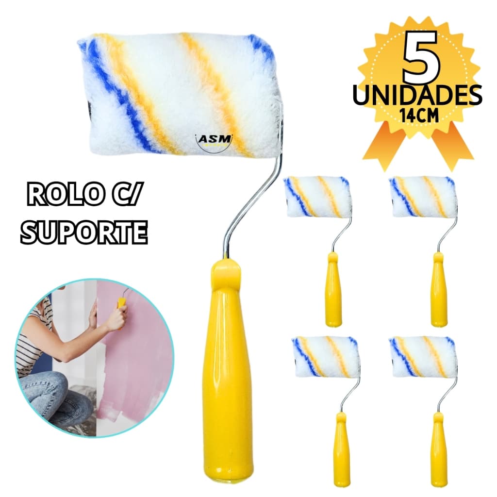 5 ROLO DE PINTURA C/ SUPORTE DE LA 4" 10cm Perfeito para Acabamento rolo de tinta